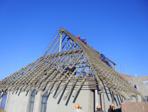 Constructing Pole Structure of Large Roof, Eastern Cape