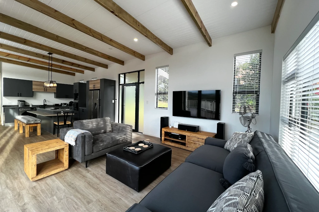 Inside a custom timber home in Chintsa, East London. Built by Bosazza Roofing & Timber Homes